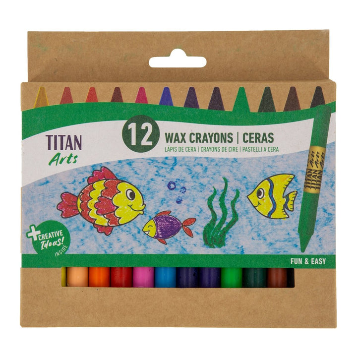 TITAN Arts Set of 12 Coloured Wax Crayons