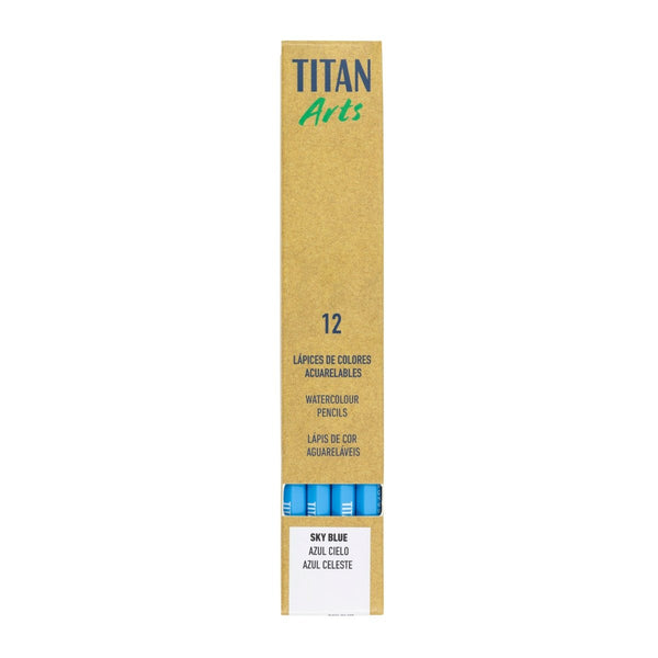 TITAN Arts Set of 12 Cyan Blue Coloured Pencils