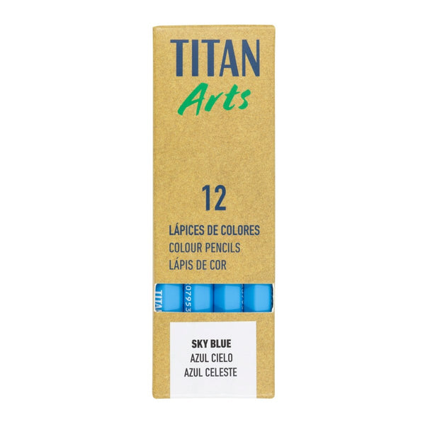 TITAN Arts Set of 12 Cyan Blue Coloured Pencils