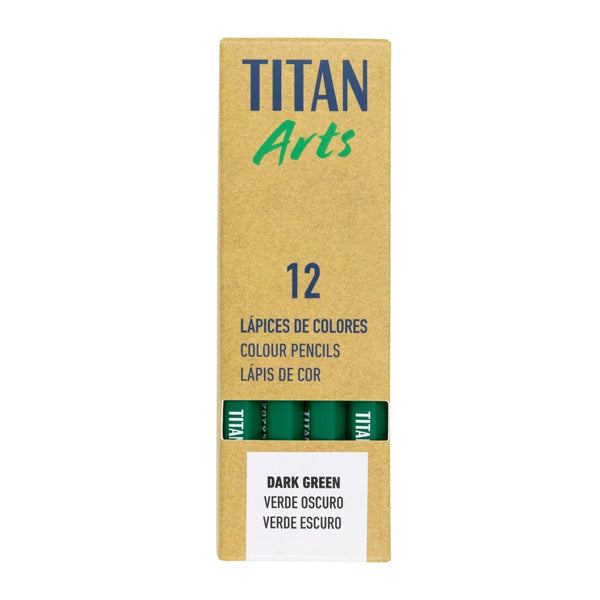 TITAN Arts Set of 12 Dark Green Coloured Pencils