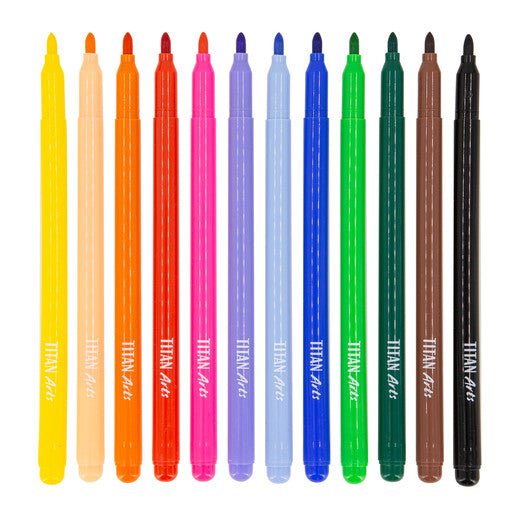 TITAN Arts Set of 12 Felt Tips Pens