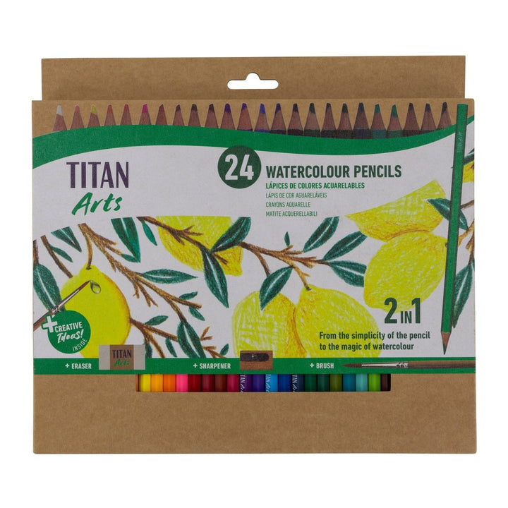 TITAN Arts Set de 24 Lápices Acuarelables