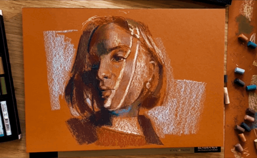 Portret op Sanguine Red toned papier