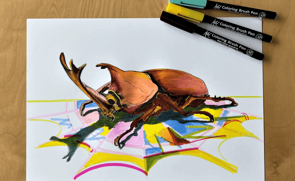 Dibujo de un escarabajo japonés 