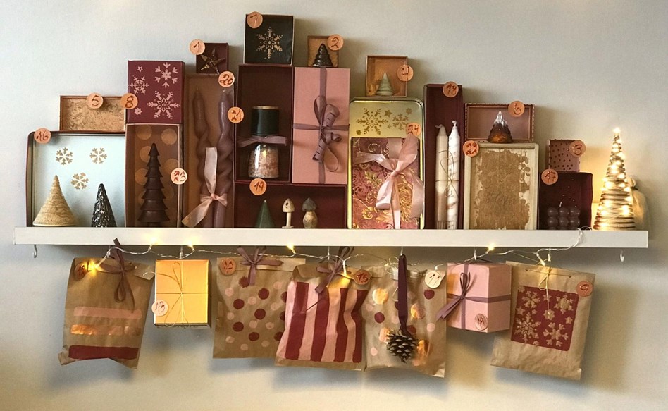 DIY Advent calendar from boxes & little brown bags