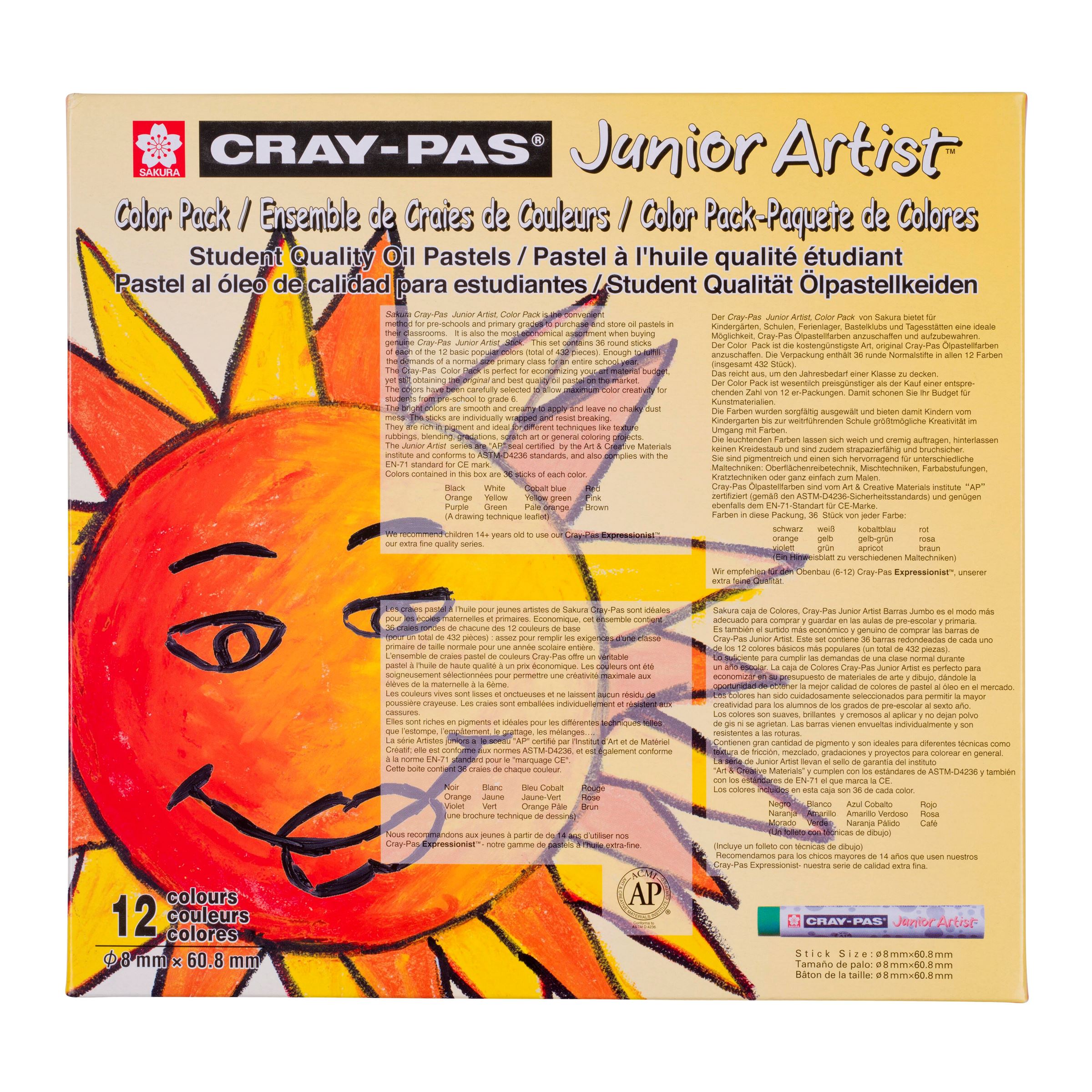 0.32 x 2.38 in Sakura Cray-Pas Junior Artist Non-Toxic Oil Pastel Color Pack Pack 432 