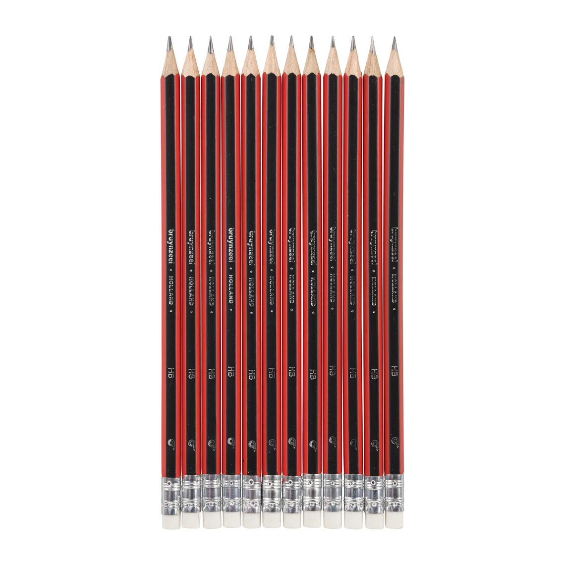 HB Graphite Pencils + Eraser Black/Red