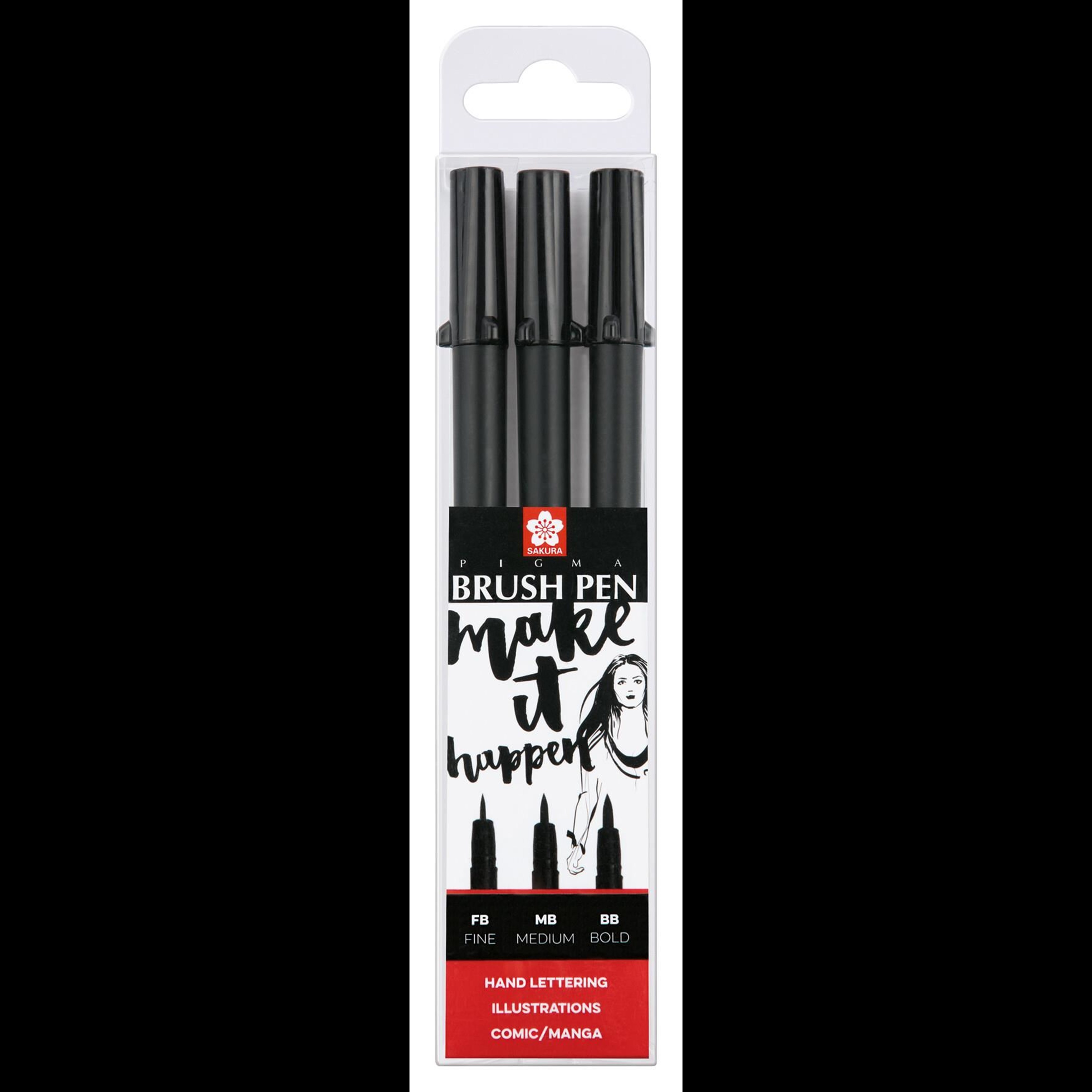 raket Zeug Contour Pigma Brush Pen set | 3 sizes, black | Royal Talens